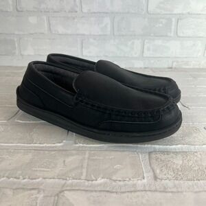 My Pillow My Slippers Womens 10 Black Leather Slip On Memory Foam Moccasins Shoe